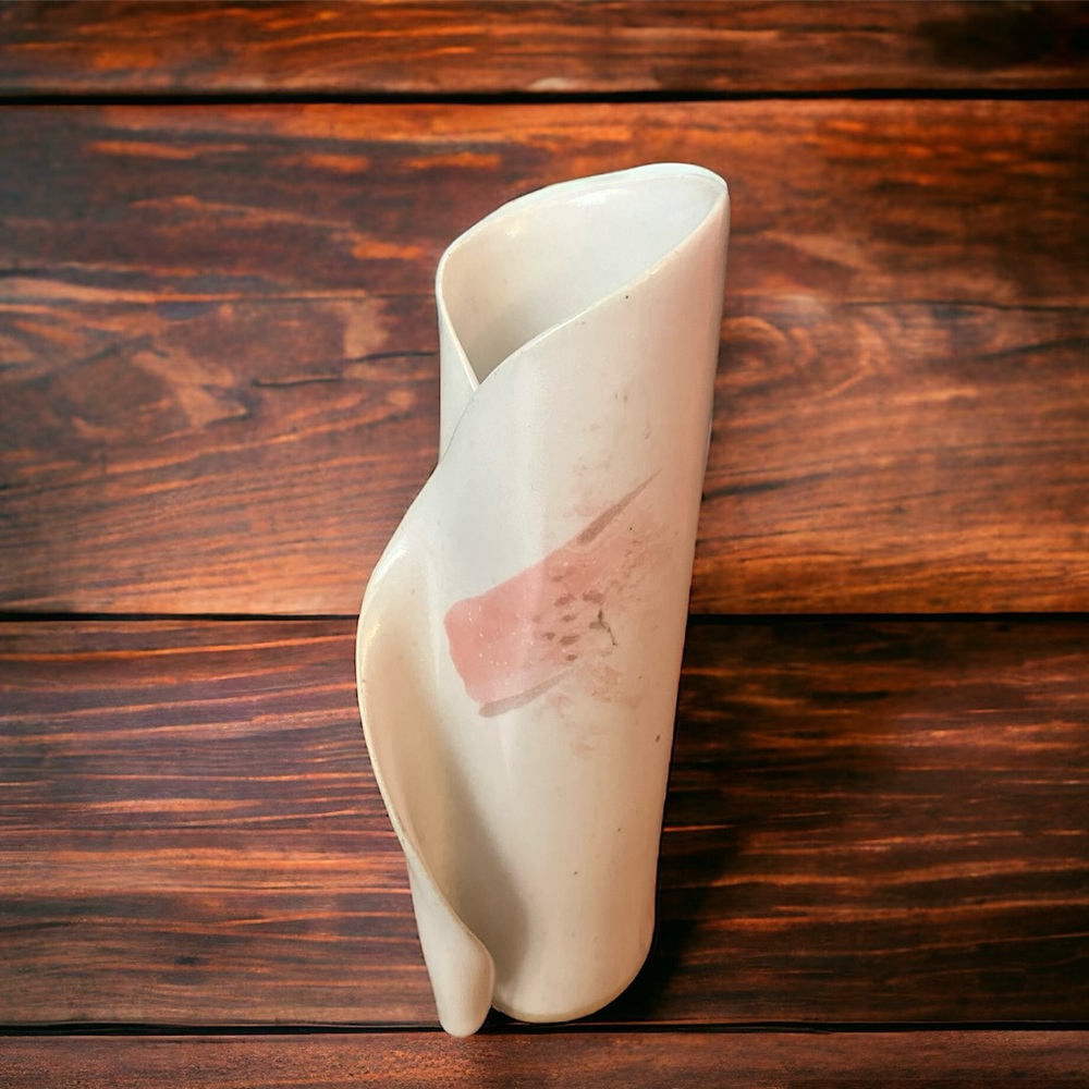 Hilborn Pottery Studio Contemporary Vase Curved Pink Art Design Hand Painted